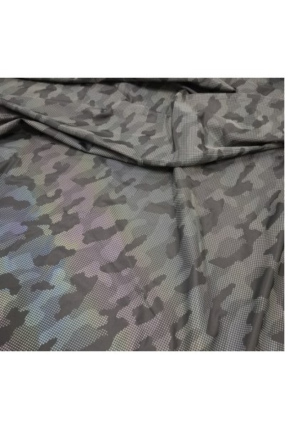 DG-CW Holographic Reflective Printed Fabric; English Letter Print; Holographic Reflective Fabric; Printed Reflective Fabric; Size: Width 1.37m; Thickness: 0.5mm; Base Fabric: 100% Polyester / Polyester-Cotton / Polyester-Spandex; Reflectivity: 330-450 cd/ detail view-1